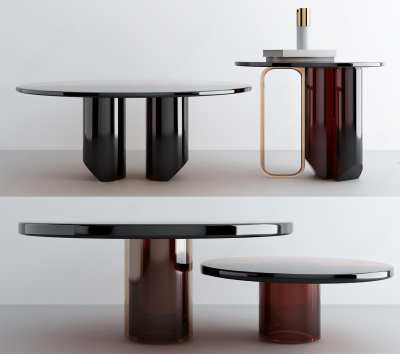 现代茶几组合3D模型下载